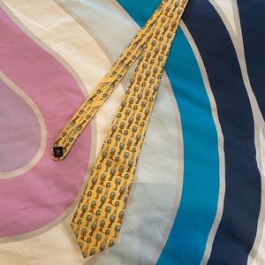 Salvatore Ferragamo silk neck tie yellow with safari animals